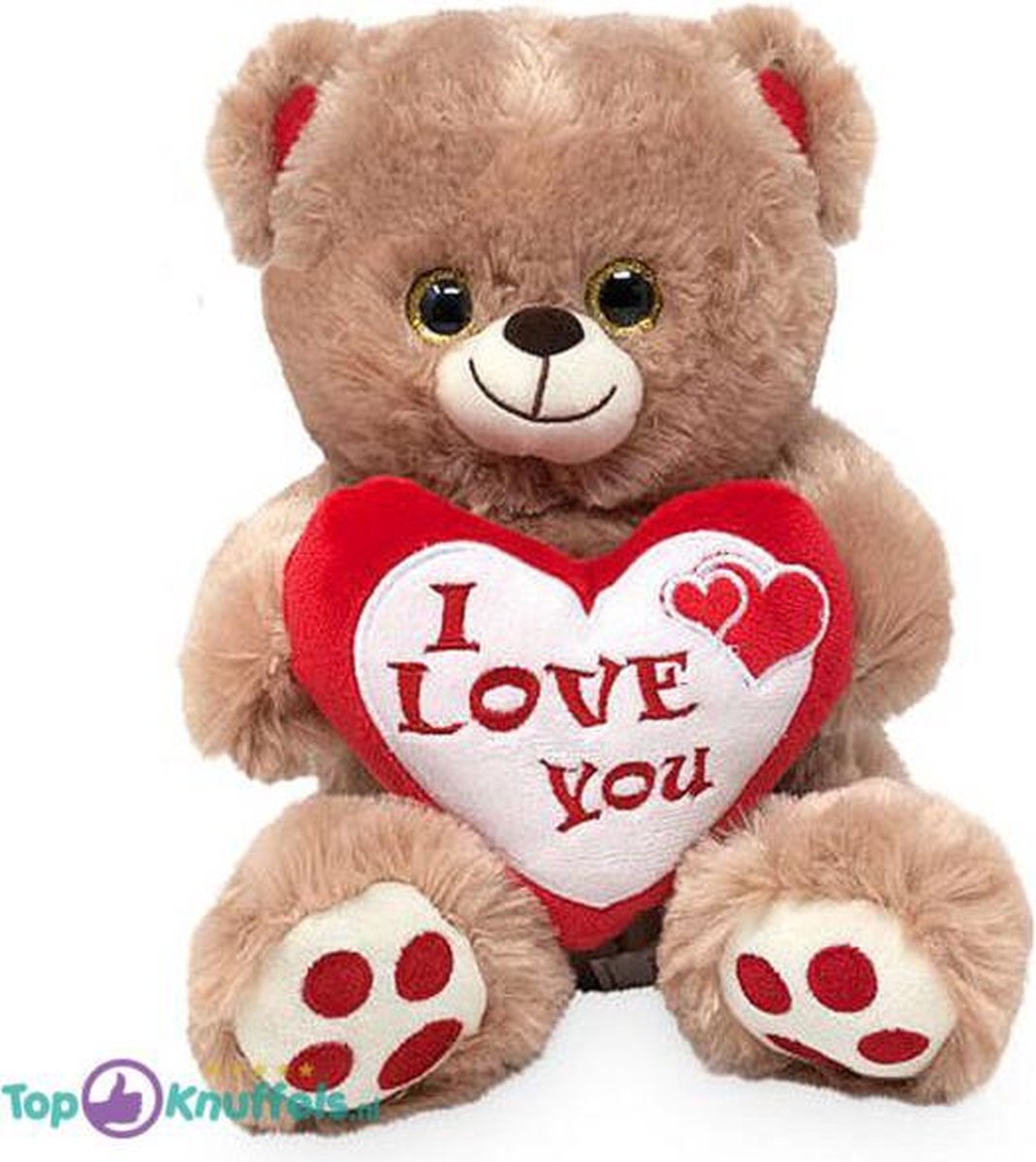 Bruine Teddybeer met Hart ”I Love You” (Rood/Wit) 45 cm | Cadeau - Ik hou van jou / I Love you Knuffelbeer |Valentijnsdag cadeau Rozenbeer | Love Teddy Rozen Beer